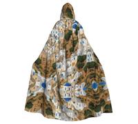 ZXMDZTSS Greek Architecture Print -Print Halloween Hooded Cloak Adults | Full Print Cape | Party Costume | Tie Closure Polyester