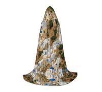 ZXMDZTSS Greek Architecture Print -Print Youth Hooded Capes | Cloaks For Teens | Halloween Costume | Reusable Party Wear L