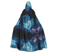 ZXMDZTSS Green Blue Purple Galaxy -Print Halloween Hooded Cloak Adults | Full Print Cape | Party Costume | Tie Closure Polyester
