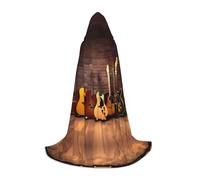 ZXMDZTSS Guitar Collection -Print Youth Hooded Capes | Cloaks For Teens | Halloween Costume | Reusable Party Wear L