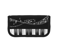 ZXMDZTSS Guitar Piano Pattern - Canvas Pen Case - Stylish Two-Tone Design | Makeup & Stationery Organizer for School, Travel