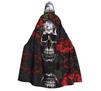 ZXMDZTSS Halloween Skull -Print Adults Halloween Hooded Cloak | Full Print Cape | Neck-Tie Closure
