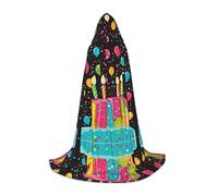 ZXMDZTSS Happy Birthday Big Cake -Print Youth Hooded Capes | Cloaks For Teens | Halloween Costume | Reusable Party Wear L