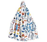 ZXMDZTSS Hockey Elements Creative Patterned -Print Halloween Hooded Cloak Adults | Full Print Cape | Party Costume | Tie Closure Polyester
