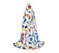 ZXMDZTSS Hockey Elements Creative Patterned -Print Youth Hooded Capes | Cloaks For Teens | Halloween Costume | Reusable Party Wear L