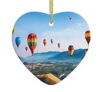 ZXMDZTSS Hot Air Balloons Print -Print Christmas Acrylic Heart Pendant Gold Lanyard, Customizable Ornament For Holiday Decor, Wedding Party Favors, And Retail Displays.