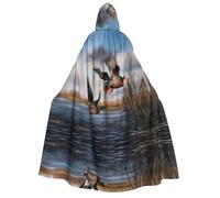 ZXMDZTSS Hunting Flying Wild Ducks -Print Adults Halloween Hooded Cloak | Full Print Cape | Neck-Tie Closure