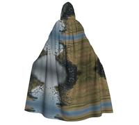 ZXMDZTSS Hunting Flying Wild -Print Adults Halloween Hooded Cloak | Full Print Cape | Neck-Tie Closure