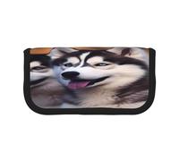 ZXMDZTSS Husky Dog - Canvas Pen Case - Stylish Two-Tone Design | Makeup & Stationery Organizer for School, Travel