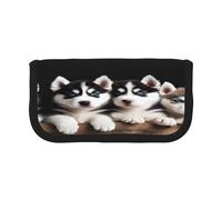 ZXMDZTSS Husky Puppies Dogs - Canvas Pen Case - Stylish Two-Tone Design | Makeup & Stationery Organizer for School, Travel
