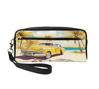 ZXMDZTSS Island of Cuba - Print Customizable Pu Leather Pencil Case & Makeup Bag - Compact Organizer for Students, Artists, Travel