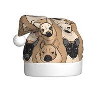 ZXMDZTSS labrador retriever Dogs -Print Adult Plush Christmas Hat Cozy Festive Santa Headwear Pom-Pom For Xmas Parties Holidays.