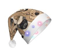 ZXMDZTSS labrador retriever Dogs -Print Adult Plush Light-Up Christmas Hat Led Flashing Santa Headwear Pom-Pom For Xmas Parties Events.