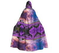 ZXMDZTSS lavender fields -Print Adults Halloween Hooded Cloak | Full Print Cape | Neck-Tie Closure