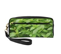 ZXMDZTSS Leaf with Rain - Print Customizable Pu Leather Pencil Case & Makeup Bag - Compact Organizer for Students, Artists, Travel