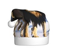 ZXMDZTSS Lions in the Snow -Print Adult Plush Christmas Hat Cozy Festive Santa Headwear Pom-Pom For Xmas Parties Holidays.