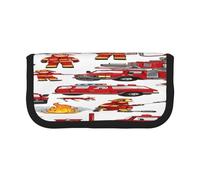 ZXMDZTSS Little Boys and Girls in Firefighters - Canvas Pen Case - Stylish Two-Tone Design | Makeup & Stationery Organizer for School, Travel