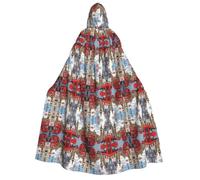ZXMDZTSS London -Print Adults Halloween Hooded Cloak | Full Print Cape | Neck-Tie Closure