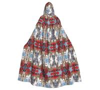 ZXMDZTSS London -Print Halloween Hooded Cloak Adults | Full Print Cape | Party Costume | Tie Closure Polyester
