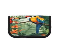 ZXMDZTSS Macaw and Toucan Perching of Rainforests - Canvas Pen Case - Stylish Two-Tone Design | Makeup & Stationery Organizer for School, Travel