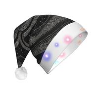 ZXMDZTSS Mandala -Print Adult Plush Light-Up Christmas Hat Led Flashing Santa Headwear Pom-Pom For Xmas Parties Events.