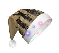 ZXMDZTSS Many Zombie -Print Adult Plush Light-Up Christmas Hat Led Flashing Santa Headwear Pom-Pom For Xmas Parties Events.
