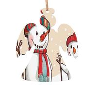 ZXMDZTSS Merry Christmas Cute Snowman -Print Christmas Wooden Ornaments 2PCS- Handmade Eco-Friendly Hanging Decor For Tree Gifts Holiday Festivities.