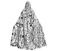 ZXMDZTSS Musical Notation Print Pattern -Print Halloween Hooded Cloak Adults | Full Print Cape | Party Costume | Tie Closure Polyester