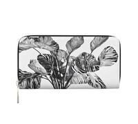 ZXMDZTSS Natural Plant Silhouette Fern Leaf - Genuine Leather Women's Zipper Wallet with Phone Pocket - Stylish Clutch Purse for Daily Use, Travel & Gifts (7.9 in Handheld Design)