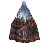 ZXMDZTSS New York City -Print Halloween Hooded Cloak Adults | Full Print Cape | Party Costume | Tie Closure Polyester