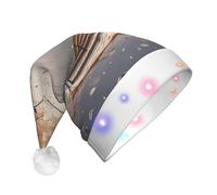 ZXMDZTSS now Falling in The Park -Print Adult Plush Light-Up Christmas Hat Led Flashing Santa Headwear Pom-Pom For Xmas Parties Events.