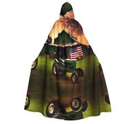 ZXMDZTSS Old Tractor Photo Farm -Print Adults Halloween Hooded Cloak | Full Print Cape | Neck-Tie Closure