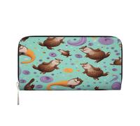 ZXMDZTSS Otters - Genuine Leather Women's Zipper Wallet with Phone Pocket - Stylish Clutch Purse for Daily Use, Travel & Gifts (7.9 in Handheld Design)