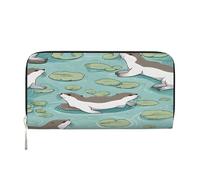 ZXMDZTSS Otters Print - Genuine Leather Women's Zipper Wallet with Phone Pocket - Stylish Clutch Purse for Daily Use, Travel & Gifts (7.9 in Handheld Design)