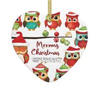 ZXMDZTSS Owls on Tree Branches -Print Christmas Acrylic Heart Pendant Gold Lanyard, Customizable Ornament For Holiday Decor, Wedding Party Favors, And Retail Displays.