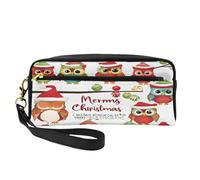ZXMDZTSS Owls on Tree Branches - Print Customizable Pu Leather Pencil Case & Makeup Bag - Compact Organizer for Students, Artists, Travel