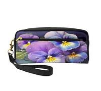ZXMDZTSS Pansy Perfection - Print Customizable Pu Leather Pencil Case & Makeup Bag - Compact Organizer for Students, Artists, Travel