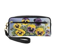ZXMDZTSS Pansy Perfection - Print Customizable Pu Leather Pencil Case & Makeup Bag - Compact Organizer for Students, Artists, Travel