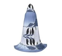 ZXMDZTSS Penguins on the Iceberg -Print Youth Hooded Capes | Cloaks For Teens | Halloween Costume | Reusable Party Wear M