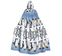 ZXMDZTSS Penguins -Print Adults Halloween Hooded Cloak | Full Print Cape | Neck-Tie Closure