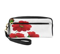 ZXMDZTSS Poppy Flowers Vivid Petals - Print Customizable Pu Leather Pencil Case & Makeup Bag - Compact Organizer for Students, Artists, Travel