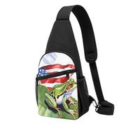 ZXMDZTSS Puerto Rico Flag Frog Palm Trees -Print Casual Crossbody Chest Bag Adjustable Strap,Anti-Wrinkle Design For Travel, Outdoor & Daily Use