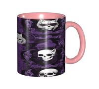 ZXMDZTSS Purple Black Goth Spooky -Print Pink Color Ceramic Mug Microwave Safe Smooth Rim Handle for Home Office Gifts.