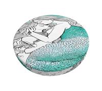 ZXMDZTSS Retro Mermaid -Print Plush Round Bar Stool Covers 14 inch - Velvet Stretch Seat Protectors With Non-Slip Dots Fits Most Pub Kitchen Chairs