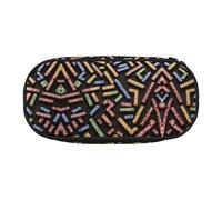 ZXMDZTSS (Rune Shape Bar) Print Large Pencil Case with Compartments & Zipper - Premium Oxford Fabric School, Office, Travel Organizer for Students, Artists