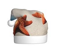 ZXMDZTSS Sea Shell -Print Adult Plush Christmas Hat Cozy Festive Santa Headwear Pom-Pom For Xmas Parties Holidays.
