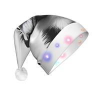 ZXMDZTSS Skunk -Print Adult Plush Light-Up Christmas Hat Led Flashing Santa Headwear Pom-Pom For Xmas Parties Events.