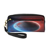 ZXMDZTSS Space Planet Earth - Print Customizable Pu Leather Pencil Case & Makeup Bag - Compact Organizer for Students, Artists, Travel