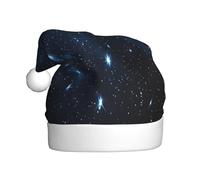ZXMDZTSS Starry Night Deep Outer Space -Print Adult Plush Christmas Hat Cozy Festive Santa Headwear Pom-Pom For Xmas Parties Holidays.
