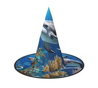 ZXMDZTSS Tropical Fish Turtle -Print Halloween Hat Adults | Festival Wear | Witch Costume Accessory | Oxford Cloth 3 PCS